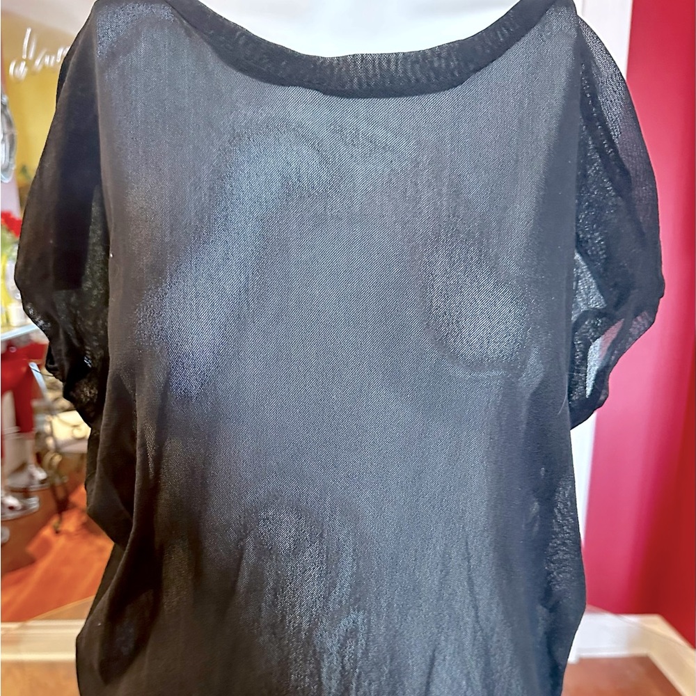 BEBE LIKE NEW SHEER BLACK TOP